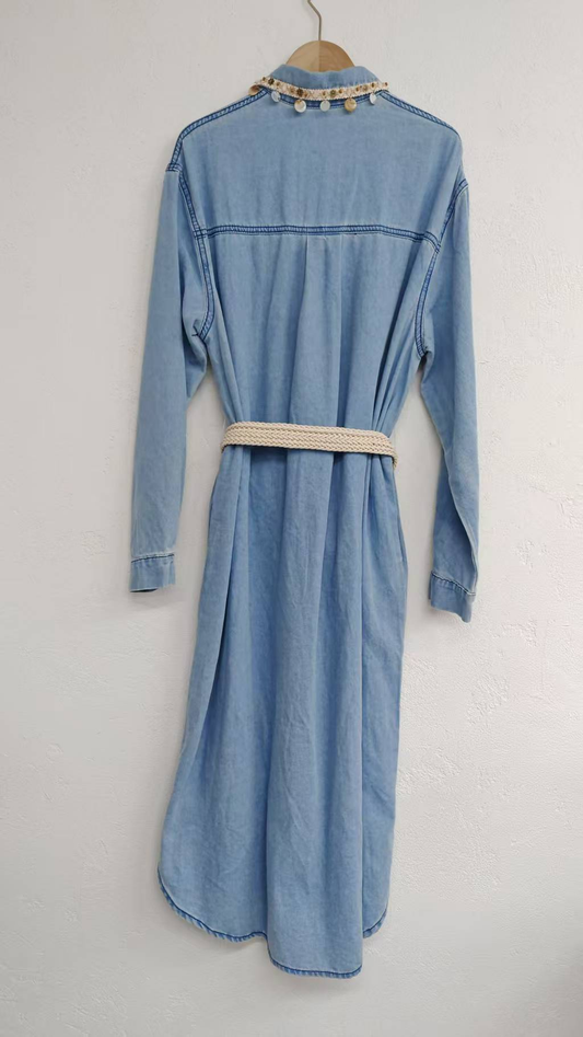 Long-sleeved denim dress