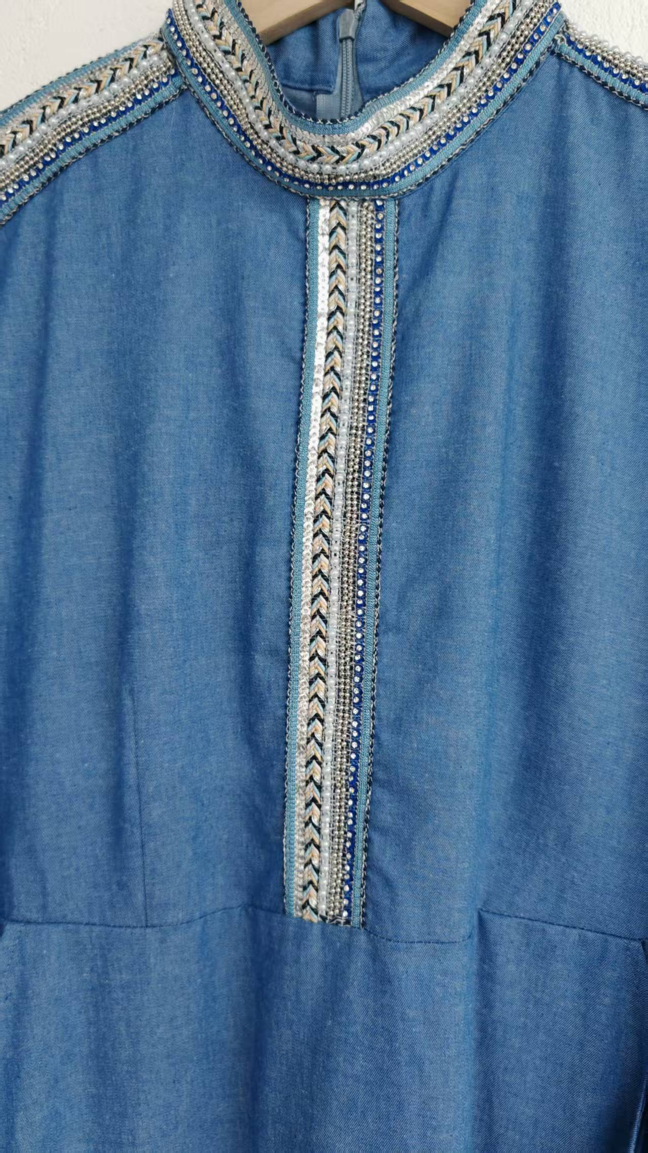 Long-sleeved denim dress