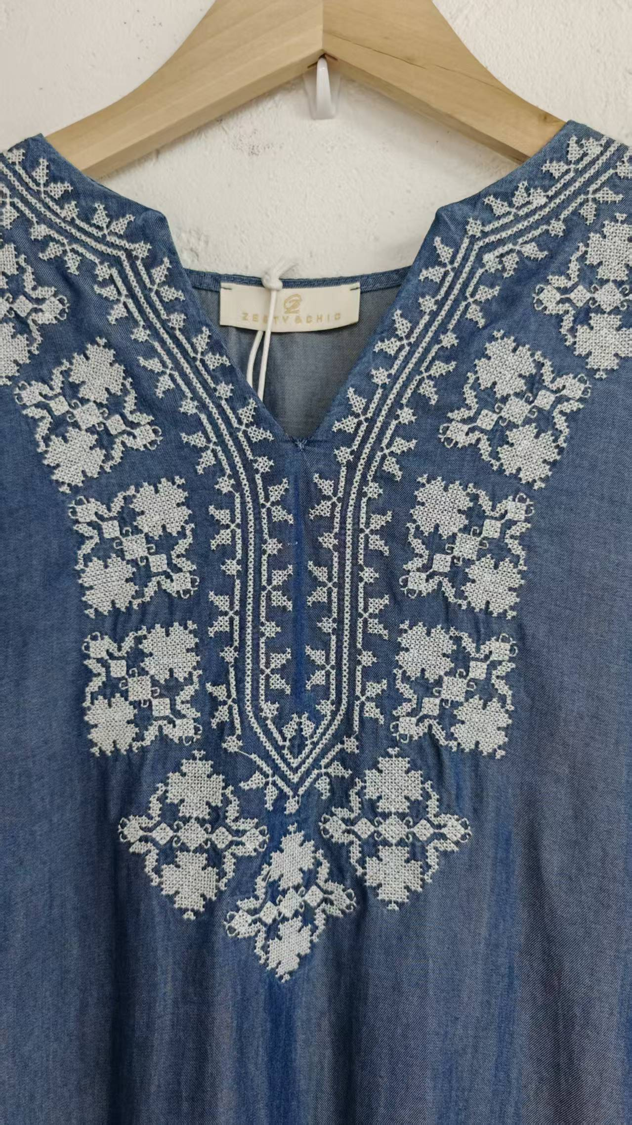 Long-sleeved denim dress