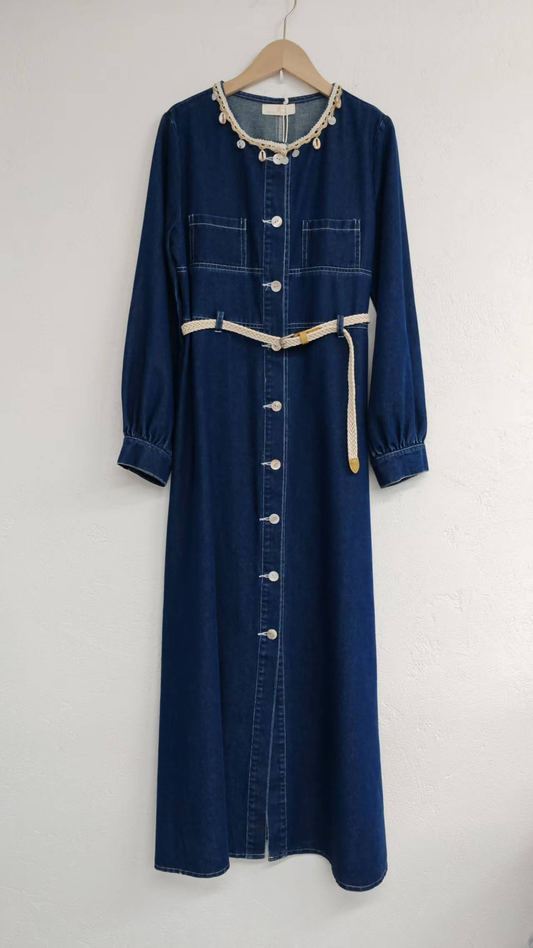 Short-sleeved denim dress