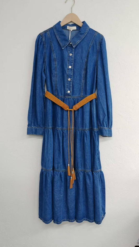 Long-sleeved denim dress