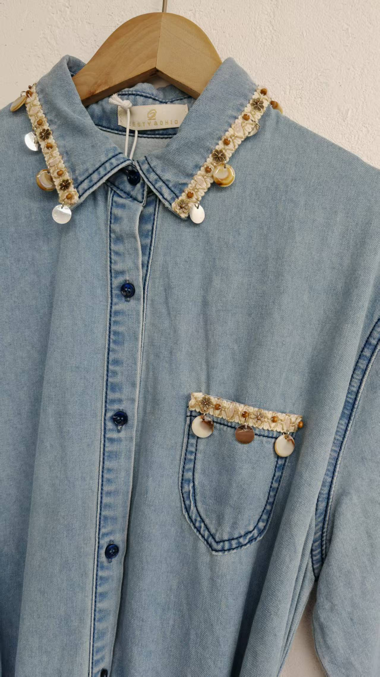Long-sleeved denim dress