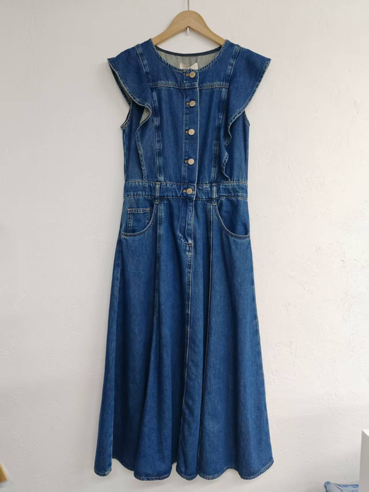 Short-sleeved denim dress