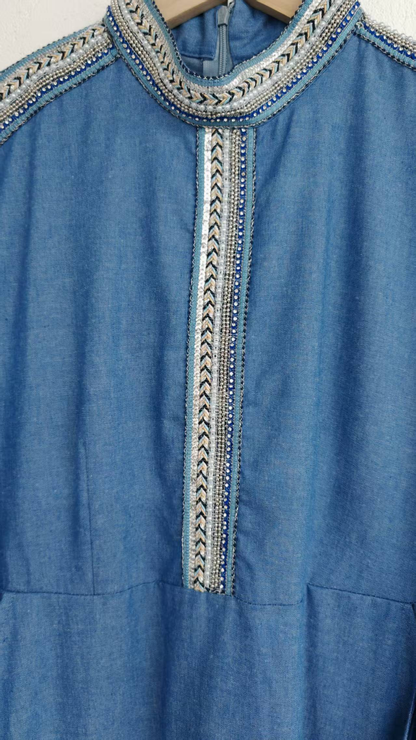 Long-sleeved denim dress
