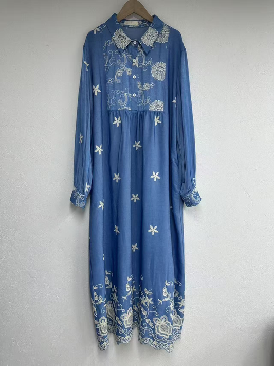 Long-sleeved denim dress