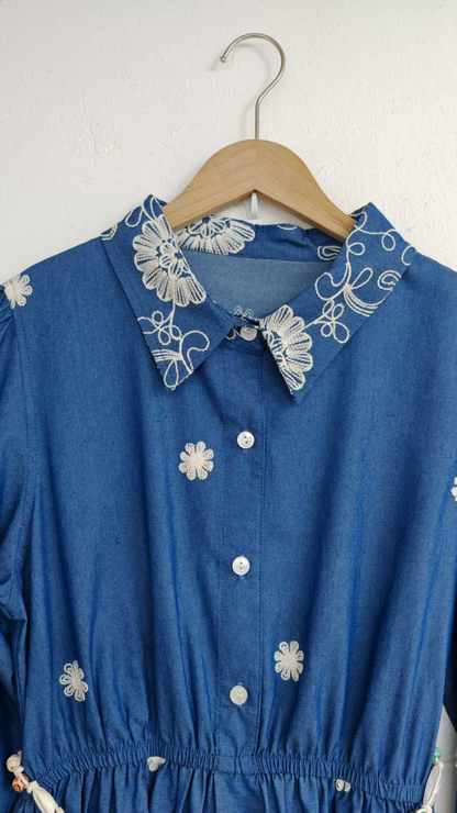 Long-sleeved denim dress